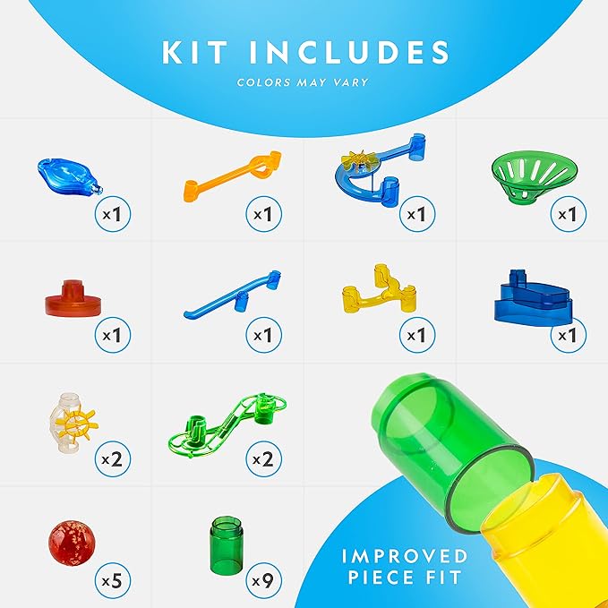 NATIONAL GEOGRAPHIC Glowing Marble Run Expansion Pack - 5 Glow in The Dark Glass Marbles, 20 Construction Pieces, UV Light, Great Creative STEM Toy for Girls and Boys