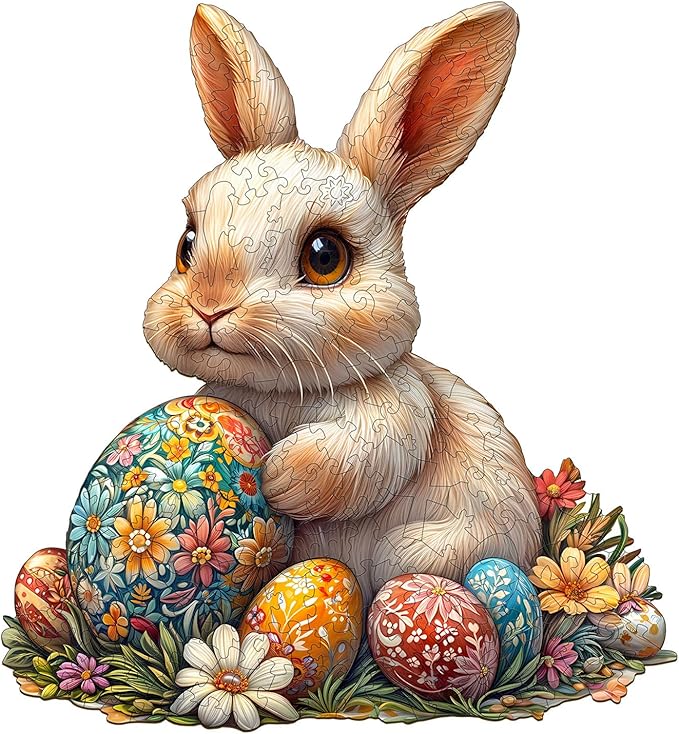 Wooden Puzzles for Adults - Wonderful Easter Bunny Wooden Puzzles - Unique Shaped Wooden Jigsaw Puzzles - Animal Wooden Puzzle Creative Bunny Gifts - Puzzle Toys - (220pcs)
