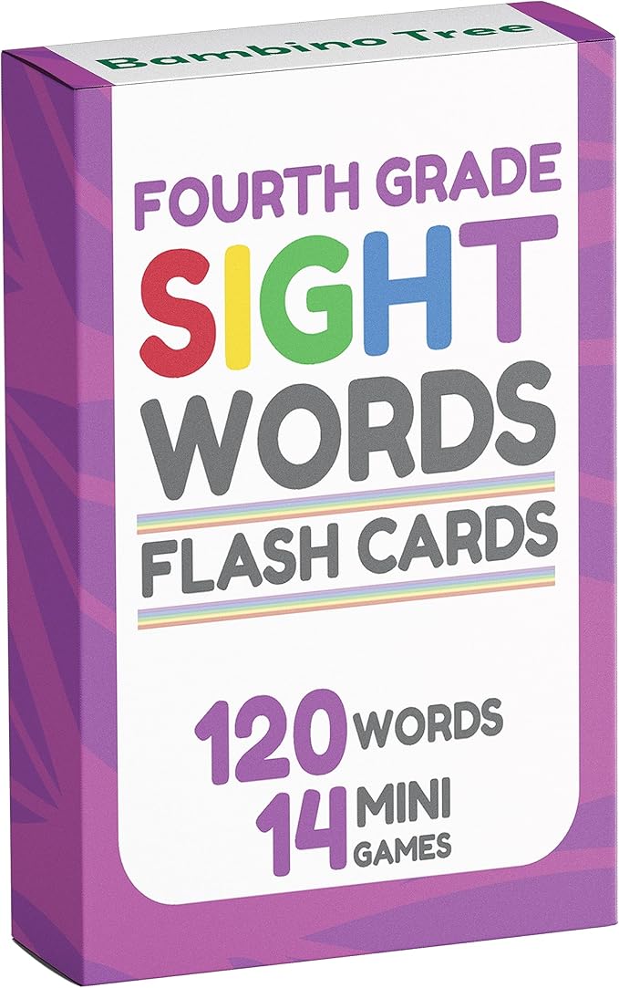 Sight Words Flash Cards 4th Grade - 120 High Frequency Words from Dolch's and Fry's Lists for 9-10 Years