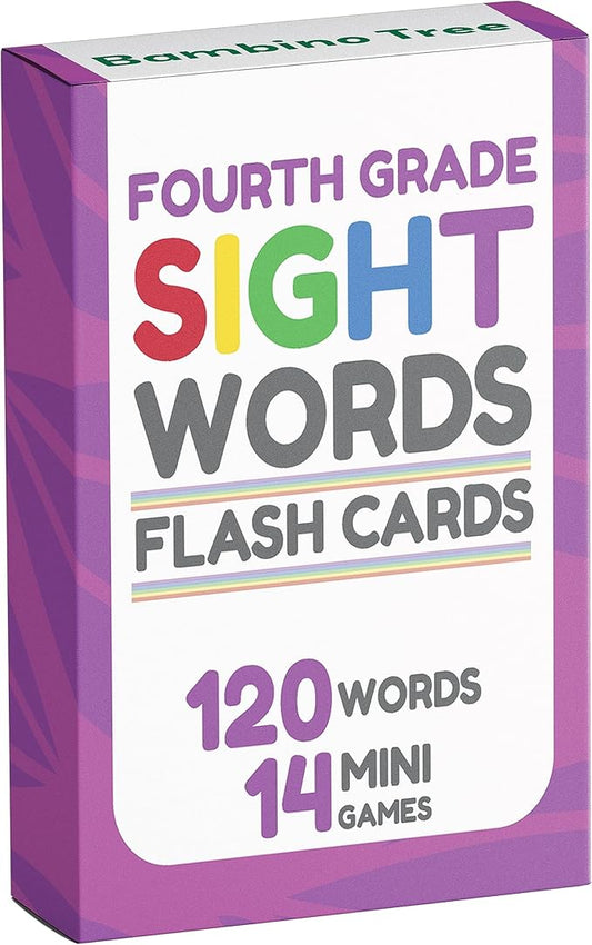 Sight Words Flash Cards 4th Grade - 120 High Frequency Words from Dolch's and Fry's Lists for 9-10 Years