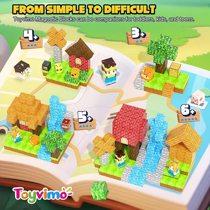 Magnetic Blocks 100PCS Compatible STEM Stacking Building Toys for Kids Ages 3+ Stream Magnets Creative Play 3 4 5 6 7 8 9 10 11 12 Year Old Boys Girls Birthday Gifts