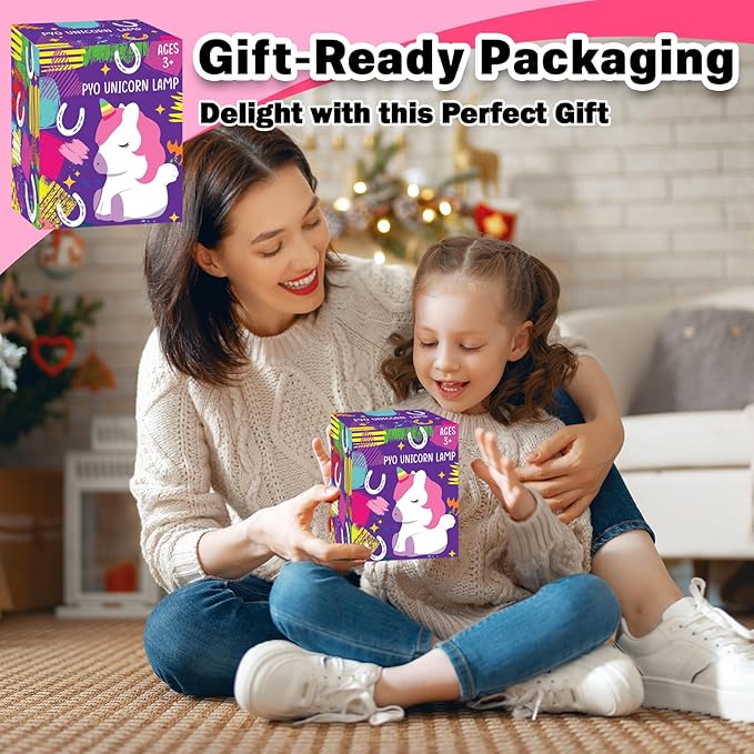 FUNZBO Paint Your Own Unicorn Lamp Kit - Arts and Crafts Supplies Painting Kits for Kids Teens Adults, DIY Night Light Unicorn Toy for Toddlers Girls Boys Age 3 4 5 6 7 8 9 10 11 12 13 + Birthday Gift