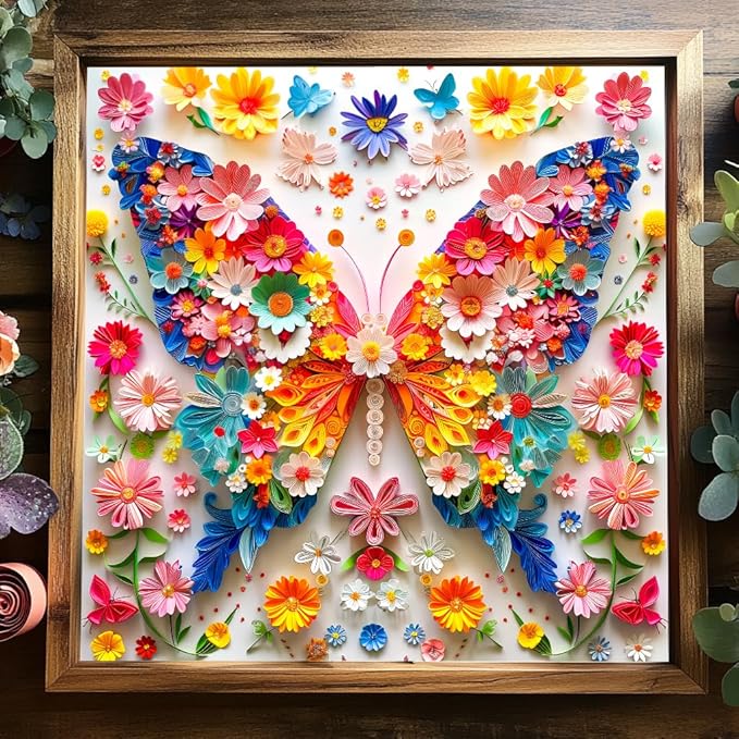 Bgraamiens Floral Butterfly Symphony-1000 Pieces Paper Flower Butterfly Puzzle for Adults, Unique Flowers Art,Perfect for Game Nights