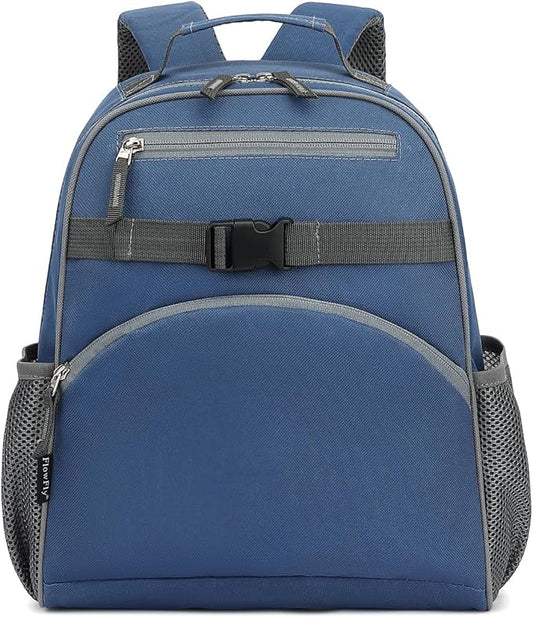 FlowFly Kids Backpack for Toddler Boys Girls, Simple Lightweight Bookbag for Daycare Kindergarten Elementary School Travel, Small Modern Bag (Medium 15''), Cyan