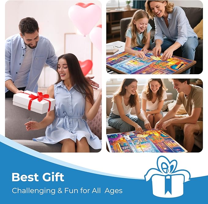 300 Pieces Puzzles for Adults,Eiffel Tower Dusk Reading Scene Puzzles,Large Piece Puzzle for Seniors,Cute Puppy Jigsaw Puzzles for Kids Ages 8-10,Challenging Family Games, 20.5 x 15 in