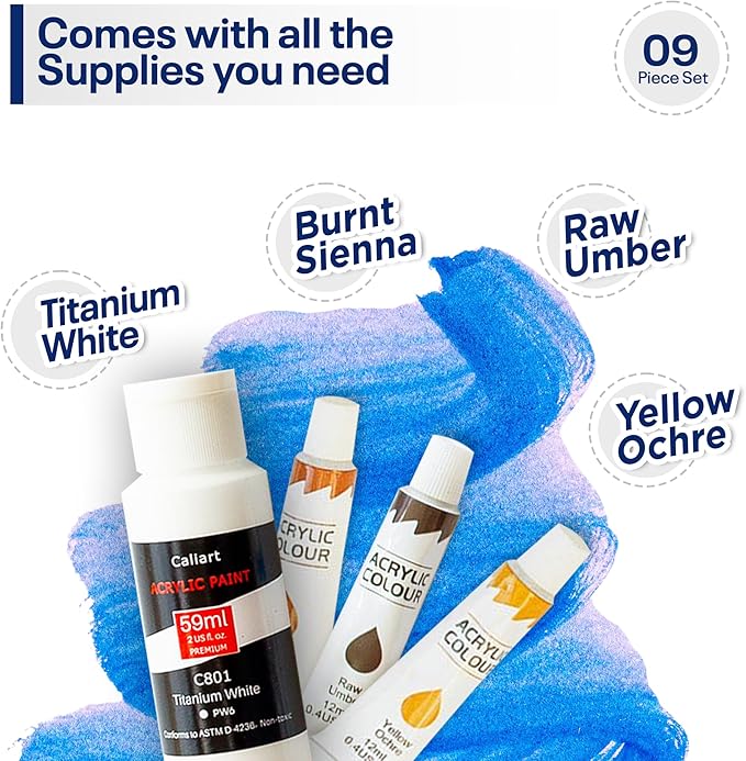 Painting4Real DIY Painting Kits for Adults and Kids with Video Tutorials: Learn How to Paint Golden Pear – Painting Set & Art Supplies Kit, Ideal for Modern Farmhouse Art – 9 Piece Acrylic Paint Set