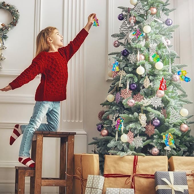 32Pcs Christmas Mini Pop Fidget Toy Pack for Kids Girls Boys Toddlers Christmas Stocking Stuffers Party Favors Gifts Stress Relief