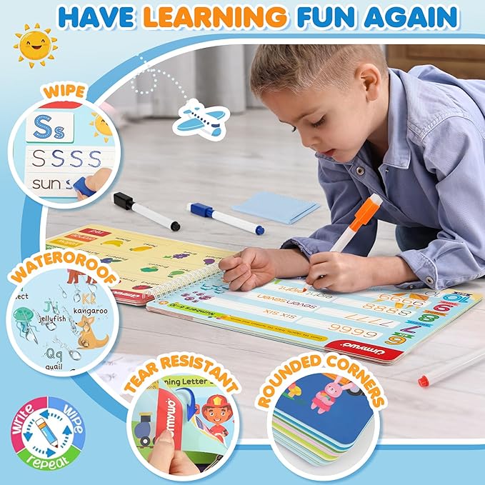 Preschool Learning Activities, Tracing Activity Books for Kids Ages 3-8, Dry Erase Preschool Kindergarten Workbooks, Handwriting Practice Alphabet Learning Educational Toys, Classroom Must Haves