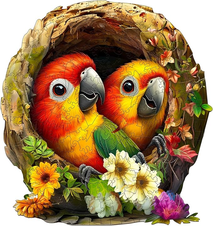 Wooden Puzzles for Adults, Wooden Jigsaw Puzzles for Adults Kids, Naughty Parrot-1 Unique Shaped Wood Puzzles Adult, Creative Birthday Gifts for Friends Family Game (11.4 * 10.8in 190pcs)
