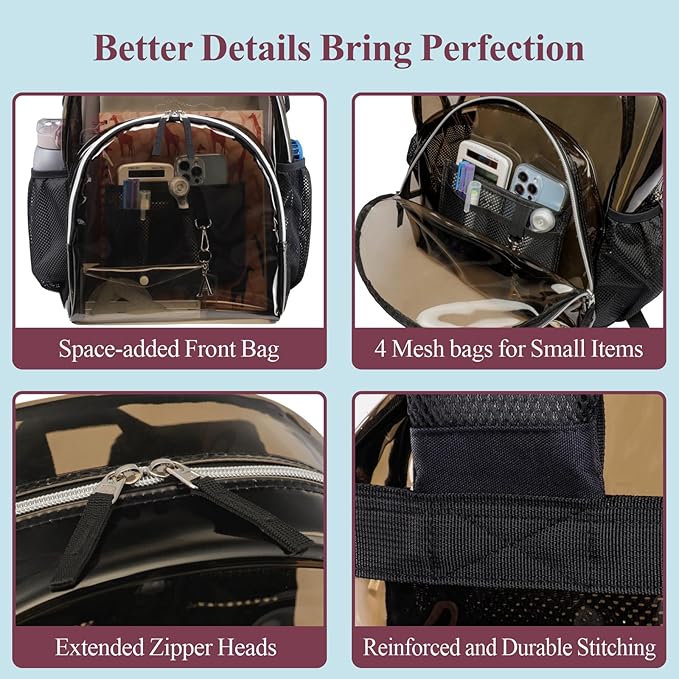 PACKISM Clear Backpack - 17 inch Heavy Duty Clear Backpacks for School, Large Transparent Bookbag for Students (Age 12+)