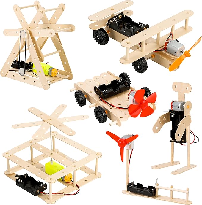 Sntieecr 6 Set DC Motor Kit, 159PCS STEM Mini Electric Motor Kit for DIY Science Projects, Science Experiment Educational Learning Kit for Kids Ages 8+