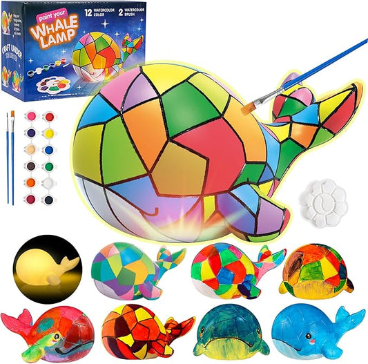 Paint Your Own Whales Lamp Kit - Art Supplies Arts & Crafts Kit, Painting Kit for Kids Ages 6-12, Arts and Crafts for Kids Ages 8-12, Christmas Birthday Gifts for Girls Boys Age 5 6 7 8 9 10 11 12+