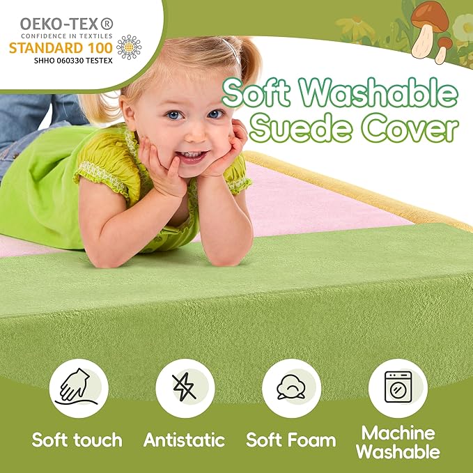 TOLEAD Large Baby Climbing Blocks – 6 Pcs Climbing Toys for Toddlers - Ultra High Density Soft Foam Play Gym Equipment Easy Wash for Indoor Nursery, Classic (Pink, 6-Piece)