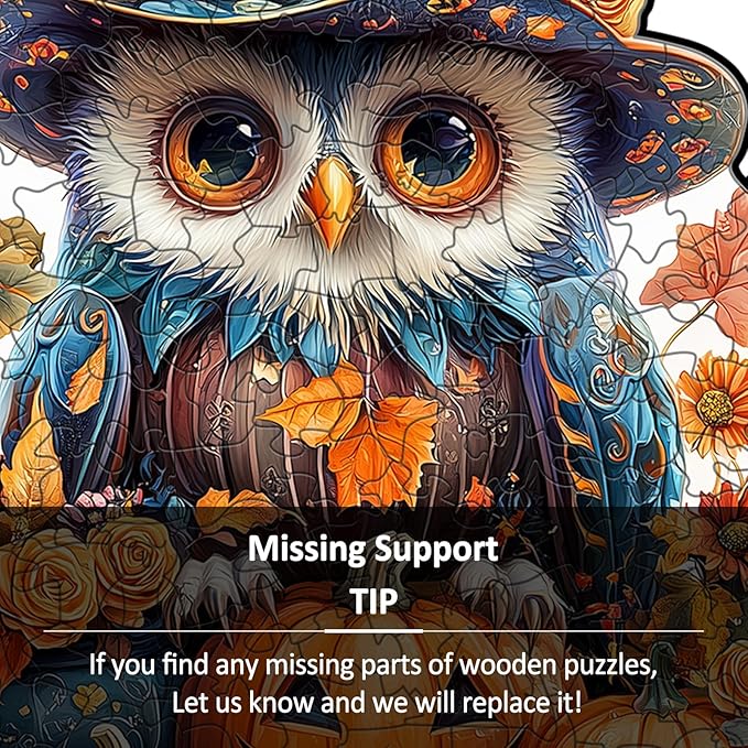 Wooden Puzzles for Adults - 200 Pieces Halloween Owl Puzzle - Unique Animal Shapes Wooden Jigsaw Puzzles for Adults - Eco-Friendly Animal Puzzle Home Office Decor (M-11.4 * 11.4in)
