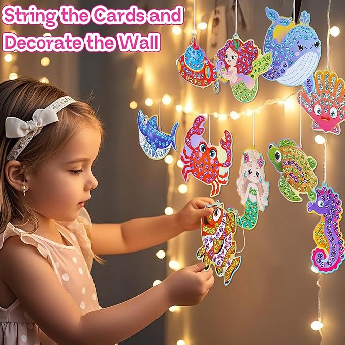 iGetooy 10 Sets DIY Mosaic Stickers for Kids, Mermaid Art Craft Kit with 720+ Stickers, Travel Toys for Kids, Birthday Gifts for Girls and Boys 3-8 Year Olds