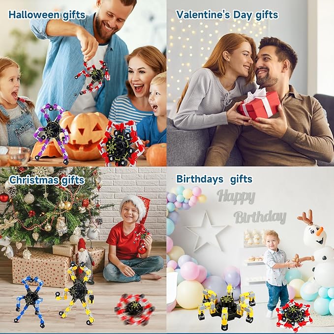 48PCS Fidget Toys Bulk Transformable Fidget Spinner Party Gifts Travel Sensory Toys for Easter Basket Stuffers Birthday Party Favours School Rewards