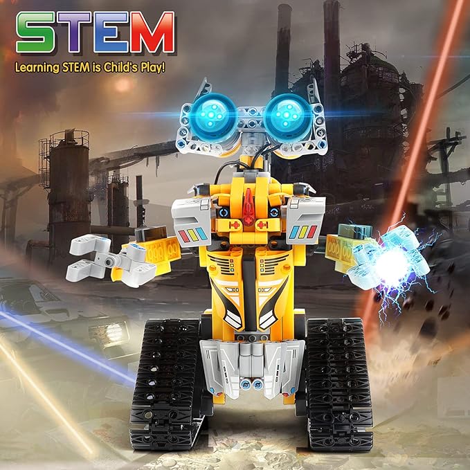 Sillbird Robot Building Kit with Remote Control STEM Gifts for Boys Age 8-13, Coding Buildable Robotic Technic Toys for Kids Birthday with 468 Pieces