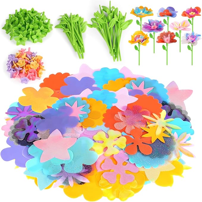 beefunni Flower Bouquet Craft Kits Accessories for Making 32 Flowers, DIY Arts & Crafts Toy Accessories-Flowers Market Toy Parts