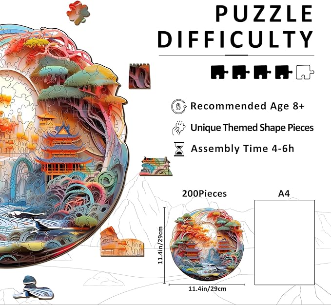 Wooden Puzzles for Adults - Papercut Paradise Wood Puzzles Adult - Unique Animal Shape Wooden Jigsaw Puzzles for Adults - Birthday Gifts for Puzzle Lovers, Family (11.4 * 11.3in)