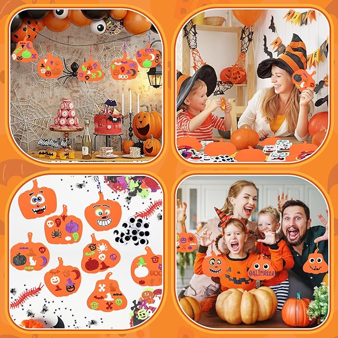 RICEDUO Halloween Crafts Kit for Kids - 290PCS Pumpkin Decorating Supplies with Stickers, Foam Pumpkins, Googly Eyes & Ribbons - Bulk Halloween Activities Ornament for Classroom, Toddlers, Ages 3-12