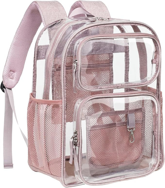 PACKISM Clear Backpack for School - 17 inch Large Heavy Duty Clear Bookbag, See Through PVC Backpacks (for age 12 above)