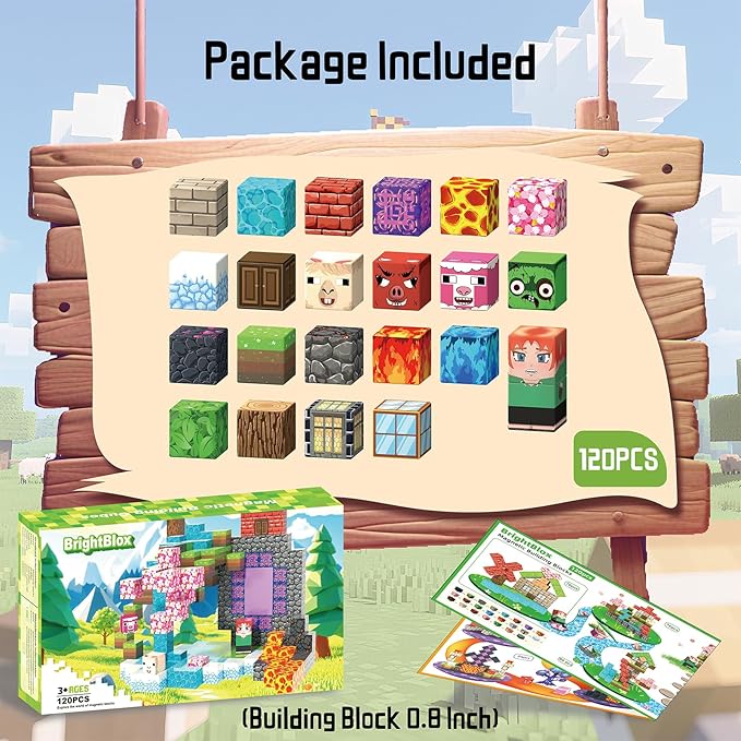 Magnetic Blocks - 120PCS Magnetic Building Blocks STEM Sensory Toys Magnet Building Cube Toys for Kid Age 3 4 5 6 7 8 9 10, Building Sets for Boys Girls Age 3+, Gift for Birthday