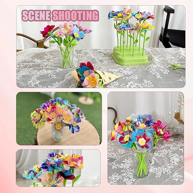 DIY Fabric Flower Bouquet Toy Kit for Kids β Build Your Own Flowers Craft Set with Tool & Gift Box β Educational Activity Preschool Toddler Girls Ages 4-8 β Birthday, Easter, Mother's Day Gift