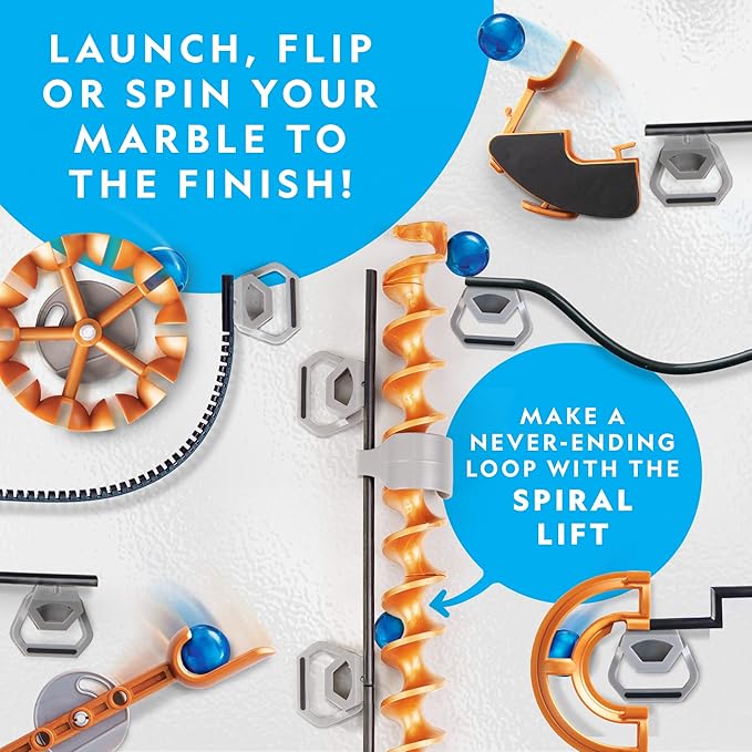 National Geographic Magnetic Marble Run - 150-Piece STEM Building Set for Kids & Adults with Magnetic Track & Trick Pieces & Marbles for Building A Marble Maze, STEM Project (Amazon Exclusive)