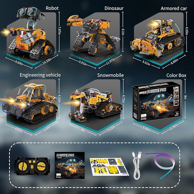 STEM Robot Building Kit for Kids – 5-in-1 Remote & App-Controlled Wall Robotics Set, Engineering Coding Robot Toys, Birthday Gifts for Boys & Girls Ages 6-12+ (673 PCS)