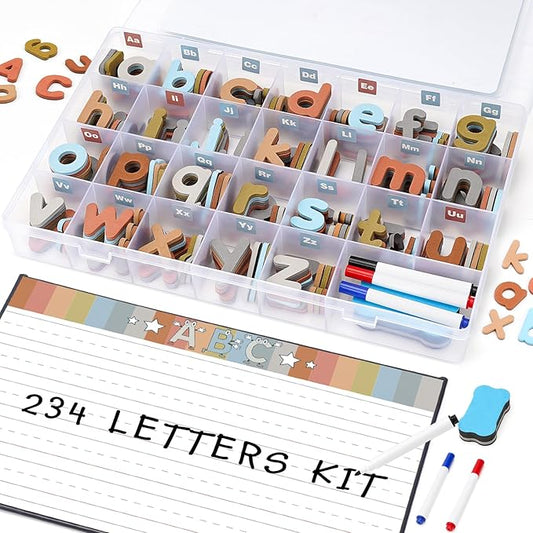Joyreal Magnetic Alphabet Letters with Magnet Board, Neutral Magnetic Letters for Fridge & Classroom, Foam ABC Magnets for Toddlers Learning, Preschool Educational Toys Gift
