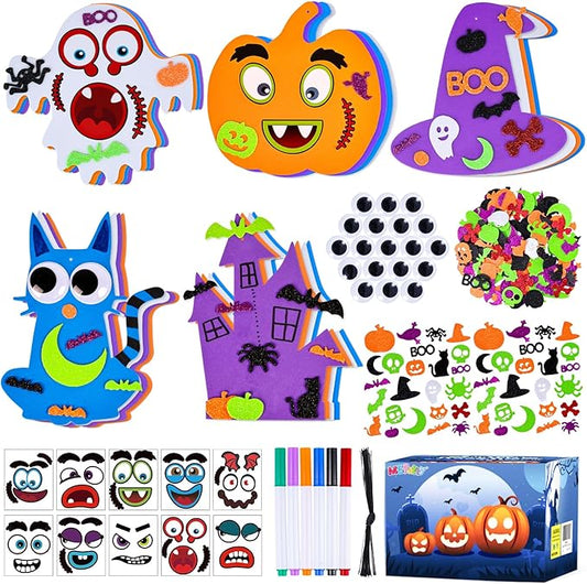 MGparty 330PCS Halloween Foam Stickers Set DIY Pumpkin Cat Ghost Castle Witch Hat Craft Kit for Kids Halloween Decorations Party Favors Supplies