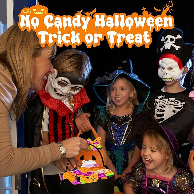 Halloween Pop Fidget Toys Bulk,24 Packs Halloween Kids Party Favors with Spooky Cards,Mini Keychain Sensory Stress Toy Set for Trick or Treat,Toddlers Teens Classroom Prizes Goodie Bag Stuffers