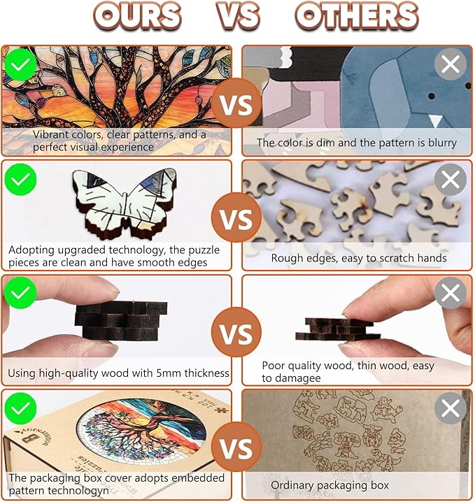 Wooden Puzzles for Adults, Stained Glass Puzzles Tree of Life 200 Piece,5MM Thickness, Tree Jigsaw Puzzles, Irregular Wood Creative for Adults and Kids Family Games