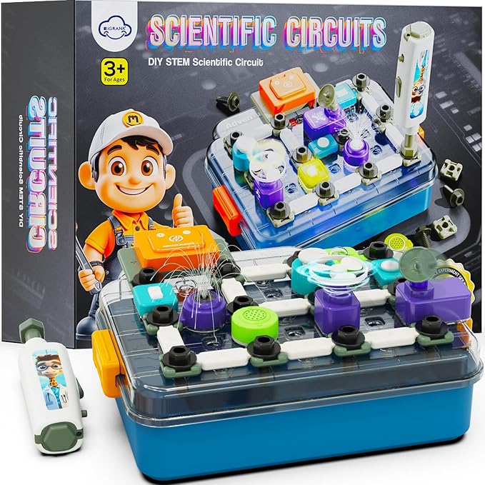 Science Kits for Kids Age 5-7 8-12, STEM Educational Learning Toys with 58 Circuit Parts, Over 520 Projects, Travel Sensory Table Fidget Toy for Boys Girls Birthday Gifts Ages 3 4 5 6 7 8 9 10 11 12