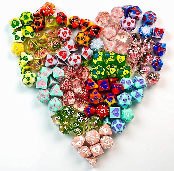 1985 Games Sweetheart Dice, Set of 7 Polyhedral Dice, Pink DND Dice, Suitable for DND, RPG Games (Sweetheart Pack of 1)