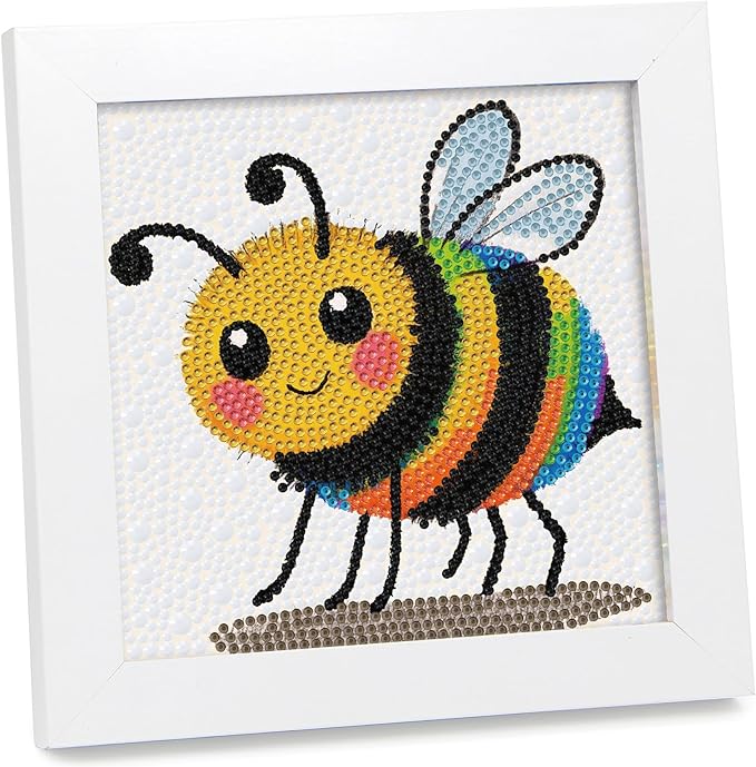 geesfayan Diamond Art Kits for Kids Ages 8-12,6 Inch DIY Gem Art Painting with 7 Inch Frame, Complete Starter Kit for Beginners, Creative Arts & Crafts Gift for Girls & Boys (Bee)