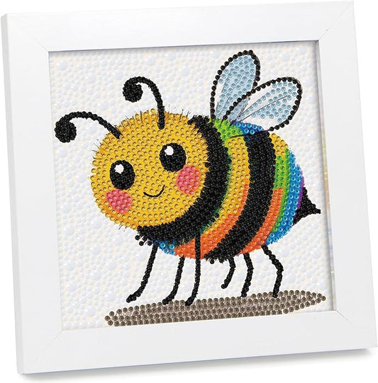 geesfayan Diamond Art Kits for Kids Ages 8-12,6 Inch DIY Gem Art Painting with 7 Inch Frame, Complete Starter Kit for Beginners, Creative Arts & Crafts Gift for Girls & Boys (Bee)