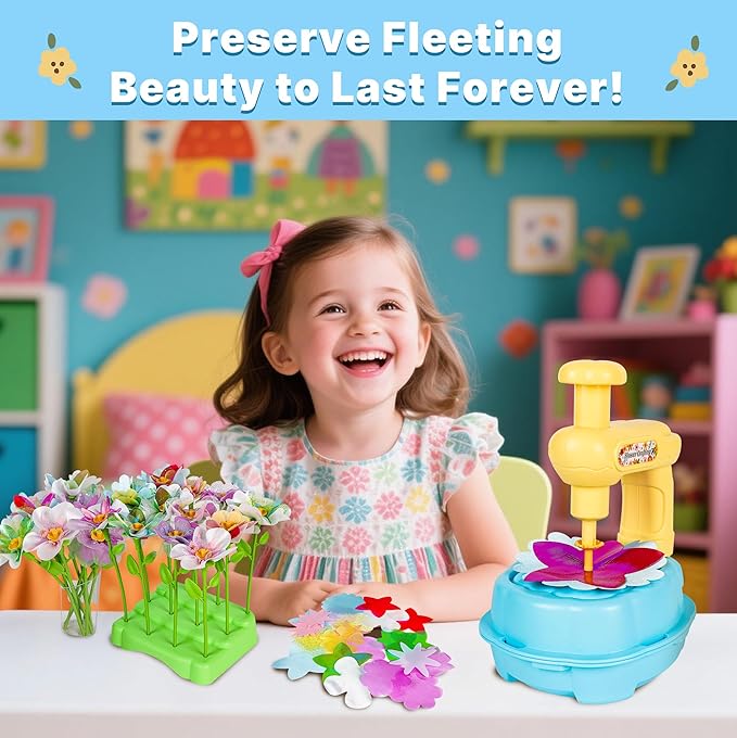 Mruikeny Fabric Flower Bouquets Toys, Handmade Arts and Crafts Toys for Kids Ages 3 4 5 6 7 8, DIY Flower Make Toy for Girls Craft Kit STEM Educational Toy for Kids Toddler Birthday Gifts