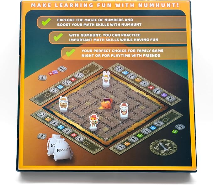iCore Math Games for Kids 8-12, Board Game, 2-4 Players, Ages 6+