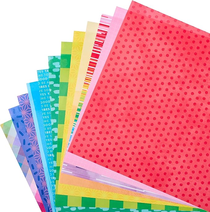 12" x 12" Bright Rainbow Paper Pad by Recollections - Premium Scrapbook & Crafting Paper for DIY Projects, Card Making, & Decorative Arts, 180 Sheets