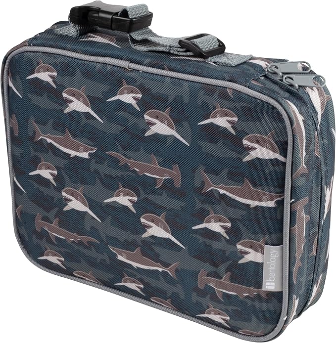 Bentology Lunch Bag for Boys- Kids Insulated Durable Lunchbox Tote Fits Bento Boxes, Containers, Jars & Water Bottles- Reusable School Lunch Sleeve w Clip on Handle- Keep Food Hotter or Colder Longer