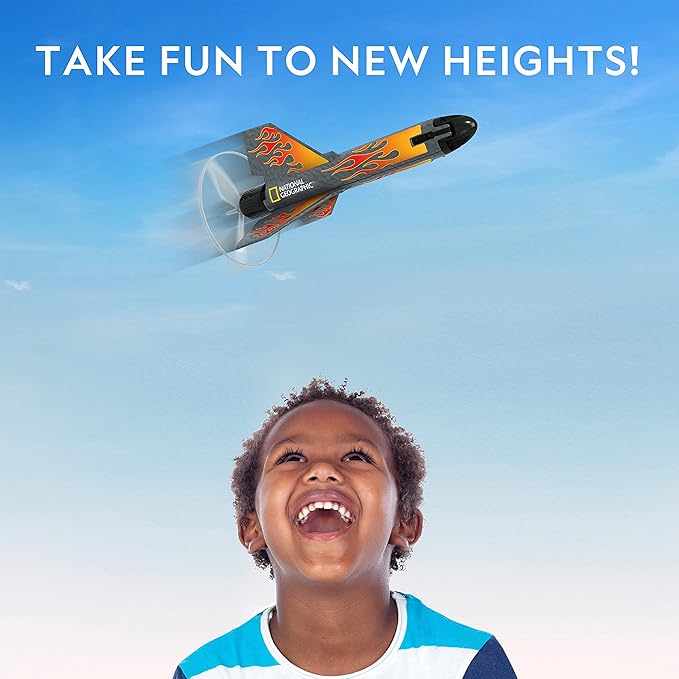 National Geographic Rocket Launcher - Motorized Air Rocket Toy, Launch up to 200 ft, Outdoor Toys & Model Rockets, Gifts for Kids Ages 8-12, Space Toys