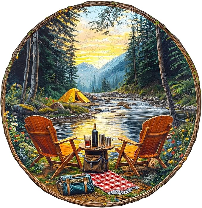Wooden Puzzles for Adults, Forest Travel Wood Puzzles Adult, Unique Shape Wooden Jigsaw Puzzle, Presents for Family and Friends, Wall Art Home Decor (S-8.5 * 8.3in-100 Pieces)