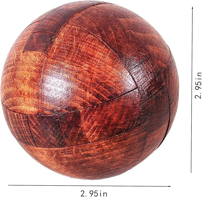 Wooden Brain Teasers Puzzle Handmade Big Wooden Puzzle Magic Ball Toy Intelligence IQ Games 3D Sphere Puzzles for Kids and Adults (Coffee)