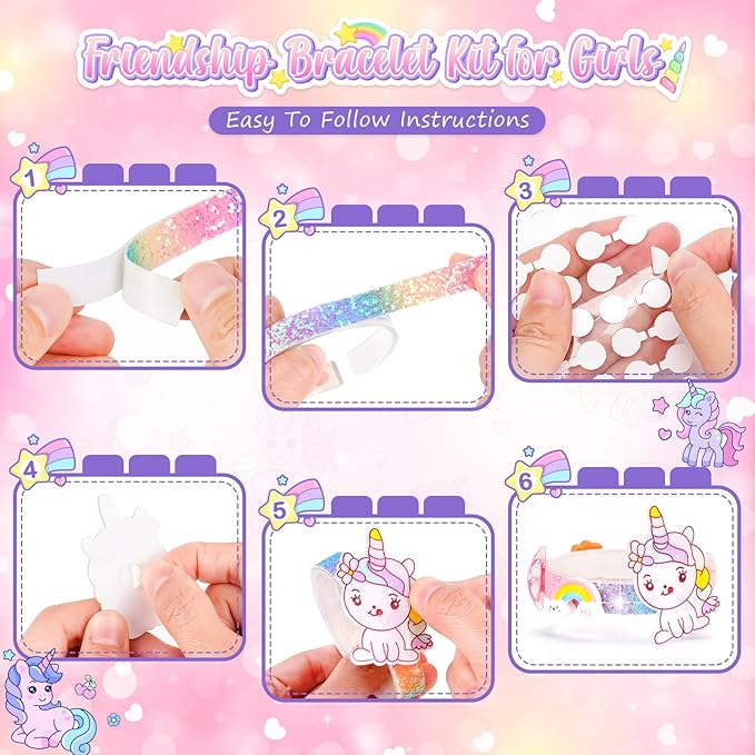 Eichhoo Friendship Bracelet Making Kit for Girls, 5-12 Year Old Girl Birthday Gifts, Arts and Crafts Kits for Kids, Girls Toys Age 5 6 7 8 9 10 Years Old, Kid Jewelry Making Kit with Charm (Unicorn)