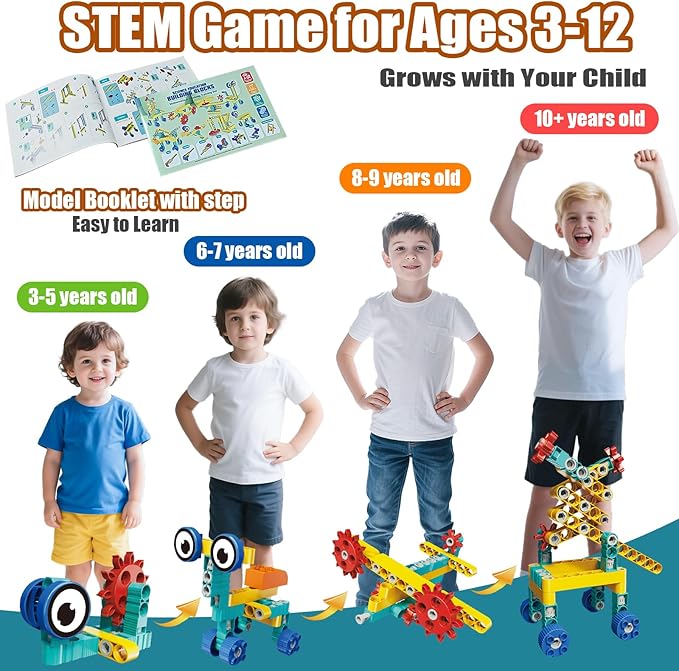13-in-1 STEM Building Toys for Kids Ages 5-12, 135PCS Educational Construction Engineering Kit, Science Learning Toys & Creative Birthday Gift for 5-8 Year Old Boys
