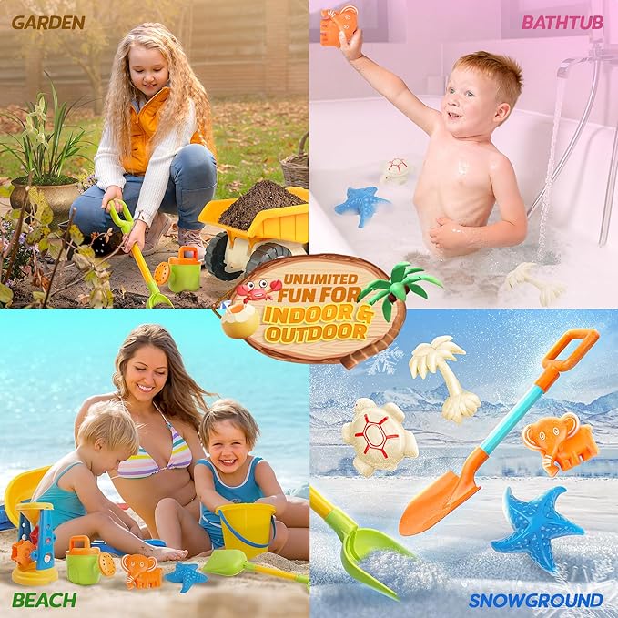 SMILESSKIDDO Beach Toys - Beach Dump Truck, Kids Sand Set with Sand Truck, Water Bucket, Shovel, Molds & Mesh Bag, 12Pcs Sandbox Toys for Toddlers 1-3, 4-8