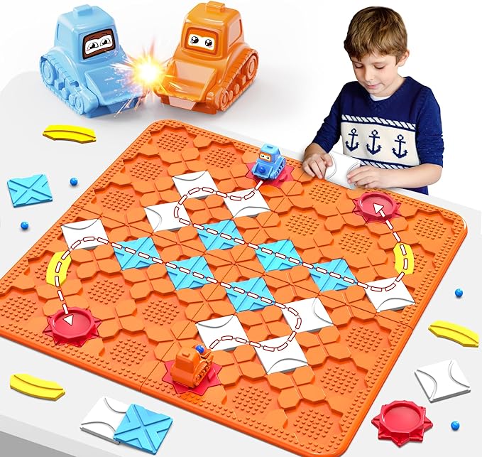 STEM Logic Road Builder Toys: Board Games Toys for 5 Year Old Kids Montessori Brain Teaser Puzzles Educational Learning Activities Toy for Kid Ages 3 4 6-8 12 Boys Girls Gifts (Orange, 50PCS)