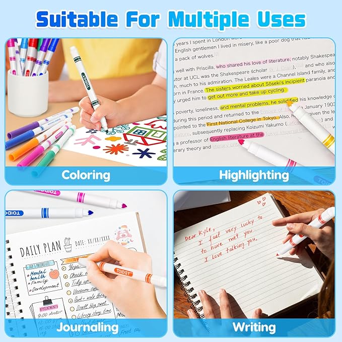 240 PCS Washable Markers for Kids, Colored Markers Bulk for School, Thin Marker Set in 12 Assorting Colors, Fine Line Marker with Conical Tip, Back to School Supplies, Classroom Must Haves
