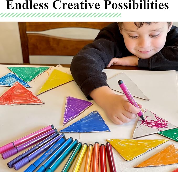 The Pencil Grip Magic Tri Stix, Non-Toxic and Washable Markers For Kids, 48 set, 36 Rainbow + 12 Global Skin Tone Markers, TPG-390